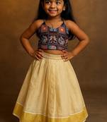 Black soft kerala silk with zari weaving pattu pavadai set