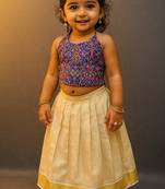 Royalblue soft kerala silk with zari weaving pavadai set