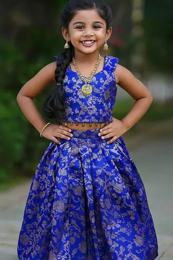 Royalblue banarasi silk zari weaving pavadai set