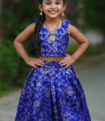 Royalblue banarasi silk zari weaving pavadai set