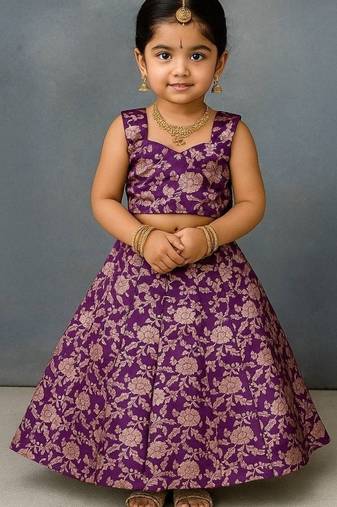 Wine banarasi silk zari weaving pattu langa 
