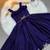Navyblue soft space silk with diamond and panel work gown