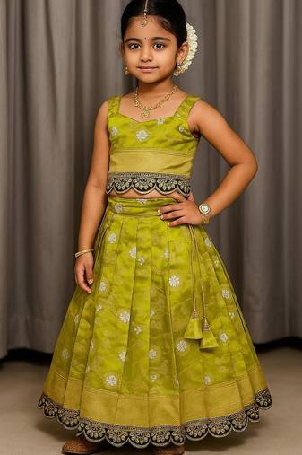 soft silk zari weaving and pavadai lehenga choli