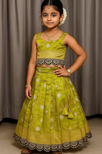soft silk zari weaving and pavadai lehenga choli