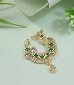 Peacock design cz american diamond non-piercing screw press nose pin/nath clip on for women