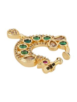Peacock design cz american diamond non-piercing screw press nose pin/nath clip on for women 3
