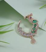 Peacock design cz american diamond non-piercing screw press nose pin/nath clip on for women