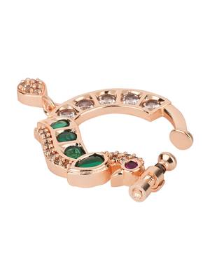 Peacock design cz american diamond non-piercing screw press nose pin/nath clip on for women 3