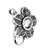 Navratri ethnic silver plated floral shaped clip on non piercing pressing type nose pin, nose ring stud for women