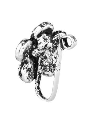 Navratri ethnic silver plated floral shaped clip on non piercing pressing type nose pin, nose ring stud for women 3