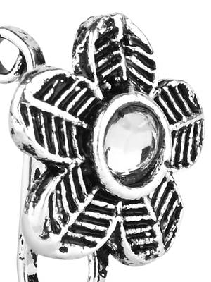 Navratri ethnic silver plated floral shaped clip on non piercing pressing type nose pin, nose ring stud for women 4