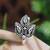 Navratri ethnic silver plated leaf design clip on non piercing pressing type nose pin, nose ring stud for women