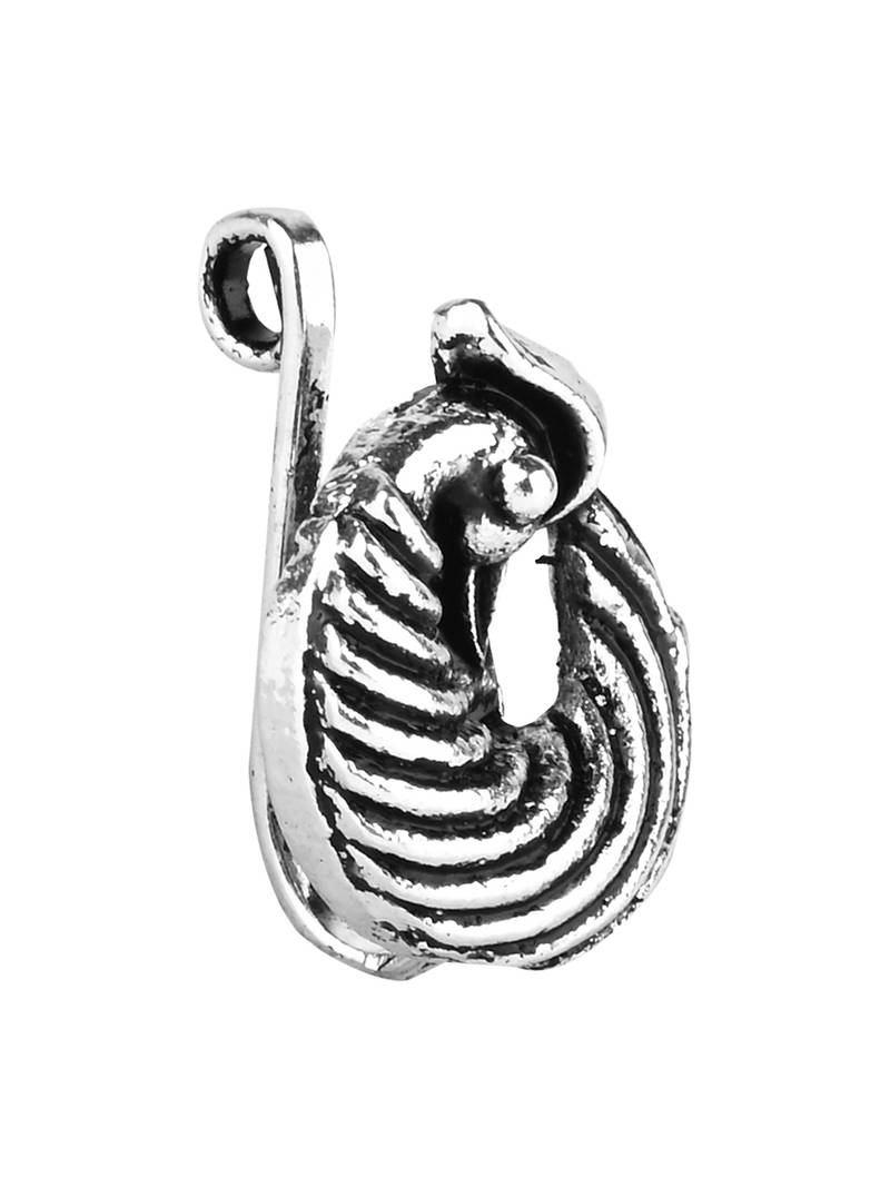 Navratri ethnic silver plated peacock design clip on non piercing pressing type nose pin, nose ring stud for women