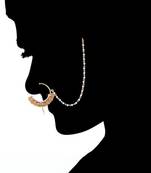 Ethnic bridal clip on nose ring/nath without piercing with chain encased with faux stones for women/girls