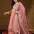 Women pink silk blend solid embroidered straight kurta trousers with dupatta
