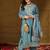 Women blue silk blend solid embroidered straight kurta trousers with dupatta