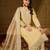 Women yellow silk blend solid embroidered straight kurta trousers with dupatta