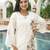 Women white silk blend solid embroidered coord sets