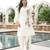 Women white silk blend solid embroidered coord sets