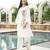 Women white silk blend solid embroidered coord sets
