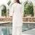 Women white silk blend solid embroidered coord sets