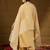 Women yellow silk blend solid embroidered straight kurta trousers with dupatta