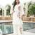 Women white silk blend solid embroidered coord sets