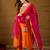 Women orange silk blend solid embroidered a-line kurta trouser with dupatta