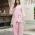 Women pink silk blend solid embroidered coord sets