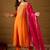 Women orange silk blend solid embroidered a-line kurta trouser with dupatta