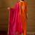 Women orange silk blend solid embroidered a-line kurta trouser with dupatta