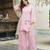 Women pink silk blend solid embroidered coord sets