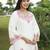 Women white silk blend solid embroidered coord sets