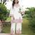 Women white silk blend solid embroidered coord sets