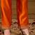 Women orange silk blend solid embroidered a-line kurta trouser with dupatta