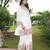 Women white silk blend solid embroidered coord sets