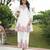 Women white silk blend solid embroidered coord sets