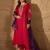 Women red silk blend solid embroidered a-line kurta trouser with dupatta
