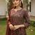 Women brown rayon blend floral printed straight kurta trousers with dupatta