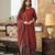 Women maroon rayon blend geometric printed straight kurta trousers with dupatta
