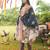 Women blue rayon blend floral printed straight kurta trousers with dupatta