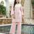 Women pink pure cotton solid embroidered coord sets