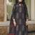Women black rayon blend floral printed straight kurta trousers with dupatta