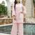 Women pink pure cotton solid embroidered coord sets