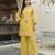 Women yellow pure cotton solid embroidered coord sets