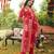 Women red viscose rayon floral embroidered straight kurta trousers with dupatta