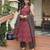 Women maroon rayon blend floral printed straight kurta trousers with dupatta