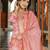 Women pink rayon blend floral printed straight kurta trousers with dupatta