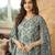 Women grey rayon blend ethnic motifs printed straight kurta trousers with dupatta