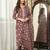Women brown rayon blend floral printed straight kurta trousers with dupatta